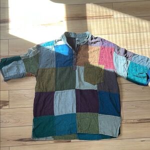 patchwork boho pocket shirt